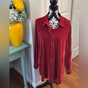 Soft Surroundings  Velvet Boyfriend  Garnet Tunic Shirt Size XL